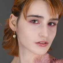 Load image into Gallery viewer, Small Vintage Heart w/ Tiny Crystals Earrings ~ Valentines