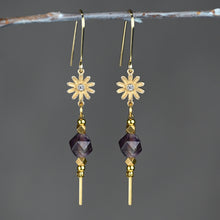 Load image into Gallery viewer, Daisy Flower & Stone Drop Semi Precious Earrings: Apatite