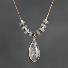 Load image into Gallery viewer, Golden Rutile Large Tear Drop on Delicate Vintage Chain