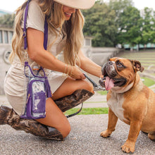 Load image into Gallery viewer, Clear HydroBag® Stadium with Purple Trim and Matching Pouch