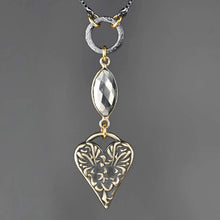 Load image into Gallery viewer, Antique Heart Floral w/ Semi Precious Mixed Metal Adjustable: Crystal