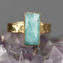 Load image into Gallery viewer, Amazonite Rectangle Ring on a Hand Hammered Band: 6