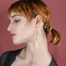 Load image into Gallery viewer, Leaf w / 4 Herkimer Diamond Earrings