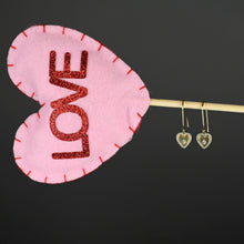 Load image into Gallery viewer, Small Vintage Heart w/ Tiny Crystals Earrings ~ Valentines