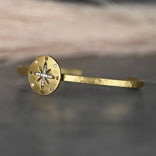 Load image into Gallery viewer, Delicate Brass Cuff w/ Compass and Stones