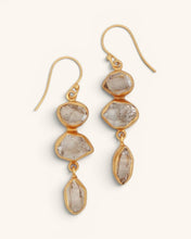 Load image into Gallery viewer, Triple Herkimer Quartz Gold-Plated Drop Earrings