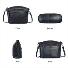 Load image into Gallery viewer, Genuine Leather Black Purse with Multi-Pockets Vintage Satchel Bag