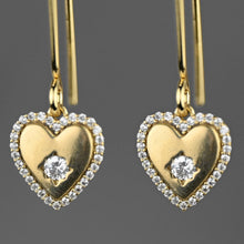 Load image into Gallery viewer, Small Vintage Heart w/ Tiny Crystals Earrings ~ Valentines