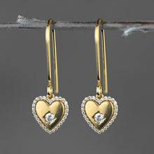 Load image into Gallery viewer, Small Vintage Heart w/ Tiny Crystals Earrings ~ Valentines