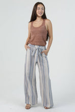 Load image into Gallery viewer, Wide-leg Blue Ivory Striped Pants