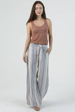 Load image into Gallery viewer, Wide-leg Blue Ivory Striped Pants