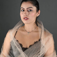 Load image into Gallery viewer, Delicate Beaded Mary w/ Small Larimar Stones Necklace: 16 + Extender