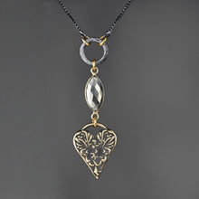 Load image into Gallery viewer, Antique Heart Floral w/ Semi Precious Mixed Metal Adjustable: Crystal