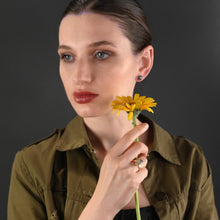 Load image into Gallery viewer, Rectangle Labradorite Ring on a Hand Hammered Band: 7