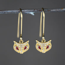Load image into Gallery viewer, Small Vintage Pave Crystal Stone Foxes Earrings