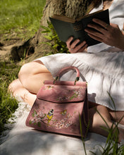 Load image into Gallery viewer, Morning Song Bird Embroidered Mini Pink Tote