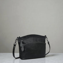 Load image into Gallery viewer, Genuine Leather Black Purse with Multi-Pockets Vintage Satchel Bag