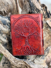 Load image into Gallery viewer, Leather Journal Notebook Tree Embossed Life of Tree: Red