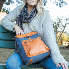 Load image into Gallery viewer, Valley Trail Coated Canvas Backpack: Navy
