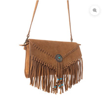 Load image into Gallery viewer, Texas Mist Fringed Leather Bag with Chonco Accent - Myra