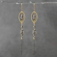 Load image into Gallery viewer, Caged Marquise Smoky Quartz w/ Gemstone Nugget Cube: Garnet