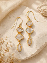 Load image into Gallery viewer, Triple Herkimer Quartz Gold-Plated Drop Earrings
