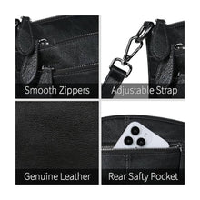 Load image into Gallery viewer, Genuine Leather Black Purse with Multi-Pockets Vintage Satchel Bag