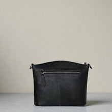 Load image into Gallery viewer, Genuine Leather Black Purse with Multi-Pockets Vintage Satchel Bag
