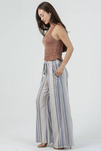 Load image into Gallery viewer, Wide-leg Blue Ivory Striped Pants
