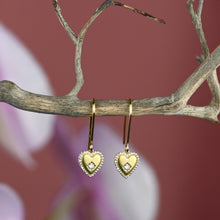 Load image into Gallery viewer, Small Vintage Heart w/ Tiny Crystals Earrings ~ Valentines