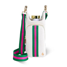 Load image into Gallery viewer, White Coated Perforated Neoprene HydroBag® with Pink/Green Stripe