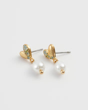 Load image into Gallery viewer, Forget-Me-Not Heart & Pearl Earrings