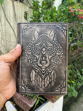 Load image into Gallery viewer, Wolf Embossed Leather Journal diary with 200 Handmade pages