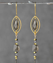 Load image into Gallery viewer, Caged Marquise Smoky Quartz w/ Gemstone Nugget Cube: Garnet