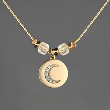 Load image into Gallery viewer, Pave Moon w/ Semi Precious Stones Necklace: 16 + Extender / Iolite
