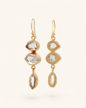 Load image into Gallery viewer, Triple Herkimer Quartz Gold-Plated Drop Earrings