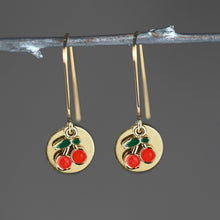 Load image into Gallery viewer, Fun Enameled Cherry Earrings