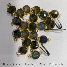 Load image into Gallery viewer, Brass Hammered Marquise w/ Semi Precious Earrings: Labradorite (Green-Gold-Lower Price)