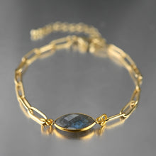 Load image into Gallery viewer, Paperclip Chain Bracelet with Semi Precious (Labradorite)