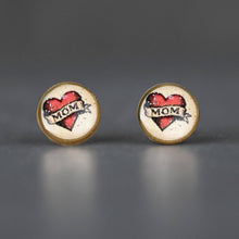 Load image into Gallery viewer, Tiny Picture Studs (Mom Heart Tattoo)