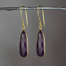 Load image into Gallery viewer, Large Semi Precious Elongated Tear Drop Earrings: Golden Rutile