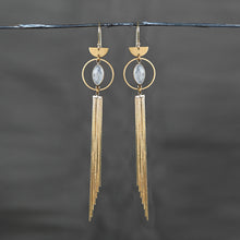 Load image into Gallery viewer, Dramatic Circle Eye w/ Semi Precious & Gold Plated Tassel: Golden Rutile