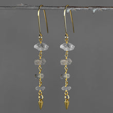 Load image into Gallery viewer, Four Herkimer Diamonds w/ Cast Cone Drop Earrings
