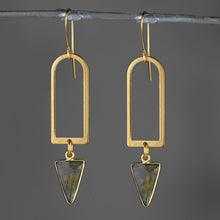 Load image into Gallery viewer, Modern Arches w/ Semi Precious Tri Drop Earrings: Amethyst
