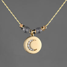Load image into Gallery viewer, Pave Moon w/ Semi Precious Stones Necklace: 16 + Extender / Iolite
