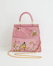 Load image into Gallery viewer, Morning Song Bird Embroidered Mini Pink Tote
