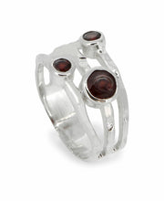 Load image into Gallery viewer, Garnet Triple Gemstone Ring, Sterling Silver: Size 7

