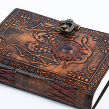 Load image into Gallery viewer, Leather Notebook with Stone Dragon Embossed Travel Journal 
