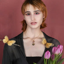 Load image into Gallery viewer, Vintage Butterfly Necklace w/ Multi Stones and Semi Precious: 18 + Extender / Amatrine
