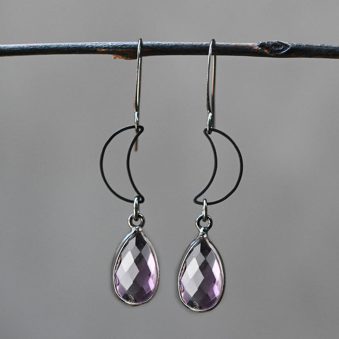 Black Open Moon with Amy Tear Drop Earrings